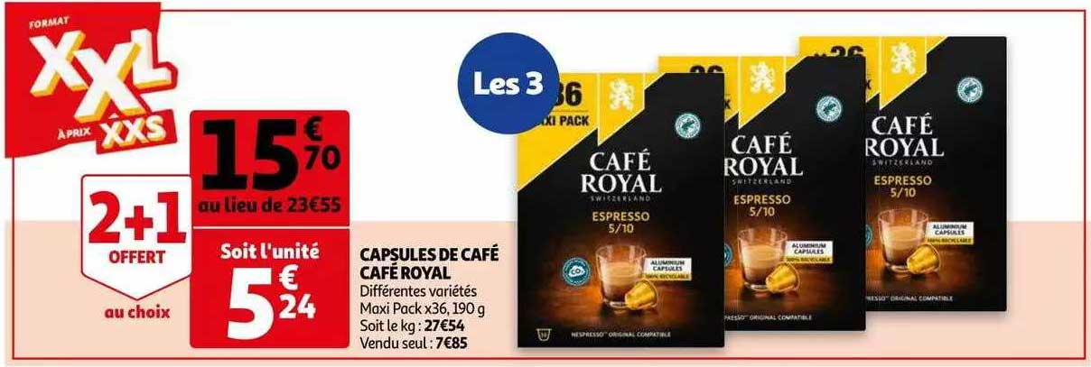 Promo Capsules De Café Café Royal Chez Auchan - ICatalogue.fr