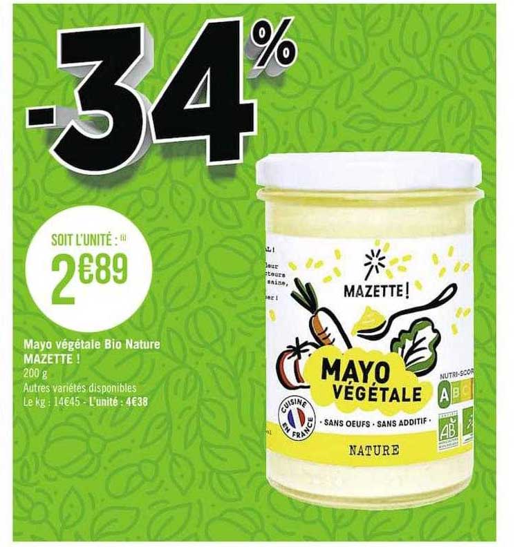Casino Supermarchés Mayo Végétale Bio Nature Mazette !