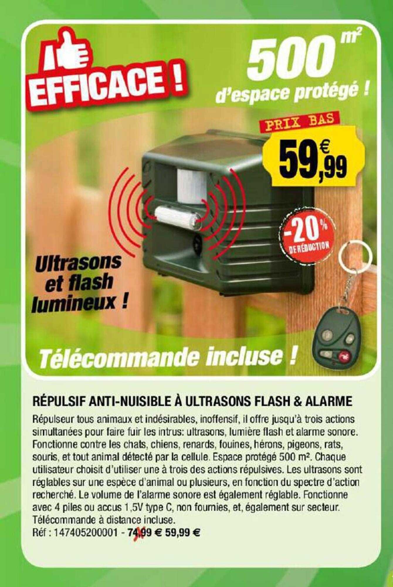 Offre Repulsif Anti Nuisible A Ultrasons Flash Alarme Chez Outiror