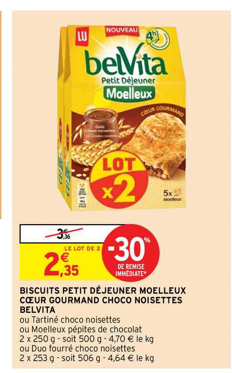 Lu - Belvita - Petit déjeuner moelleux coeur gourmand choco