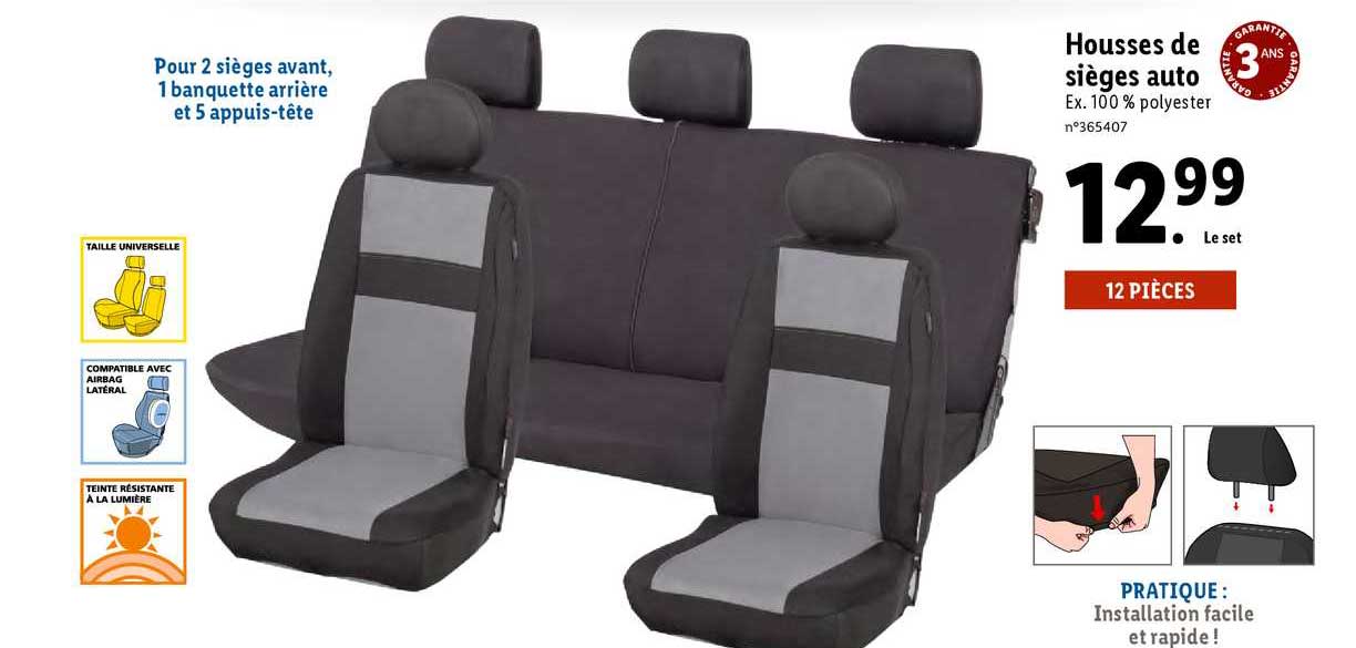 Housse de siège auto avec ventilation 10W/12V noir