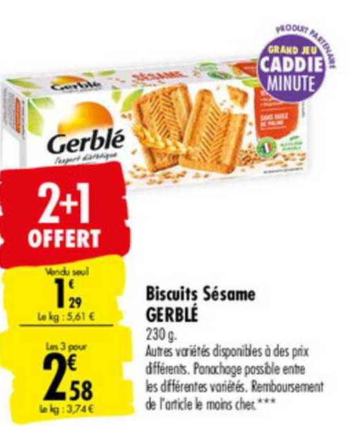 Offre Biscuits Sesame Gerble 2 1 Offert Chez Carrefour