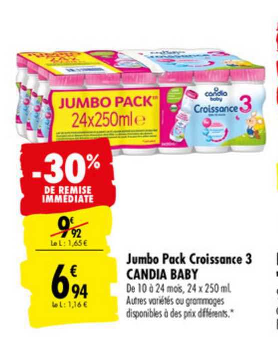 Offre Jumbo Pack Croissance 3 Candia Baby 30 De Remise Immediate Chez Carrefour