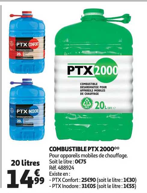 Bidon de Pétrole 20L : PTX 2000 Combustible Convecteurs Mobiles QLIMA
