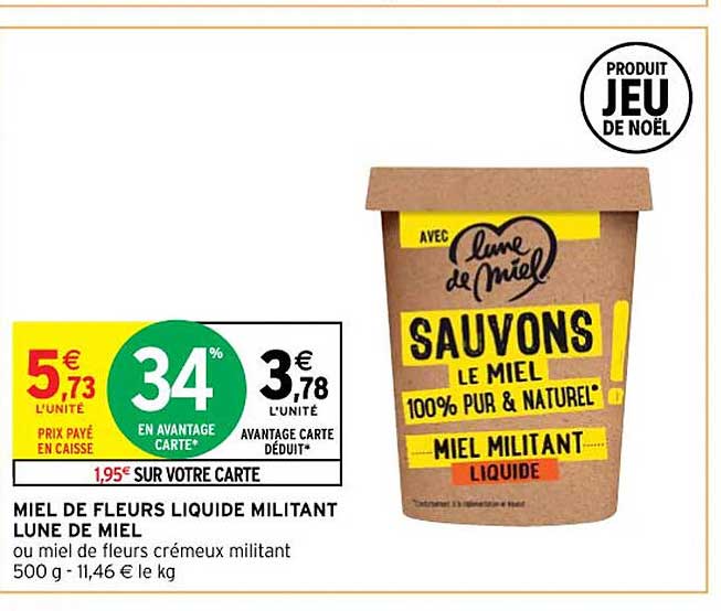Promo Miel De Fleurs Liquide Militant Lune De Miel chez Intermarché