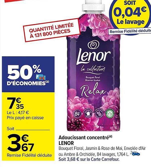 Lenor Adoucissant La collection, Ambre & Orchidée, 55 doses 1,155L