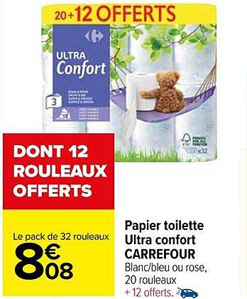 Papier toilette Ultra Confort CARREFOUR ESSENTIAL