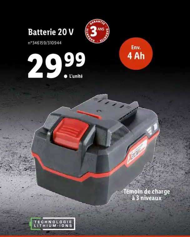 Promo Batterie 20v chez Lidl 