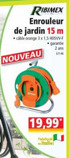 Enrouleur Automatique Tuyau Arrosage 50m - RIBIMEX | Avec Roues Et Poignée | Pratique Pour Jardin
