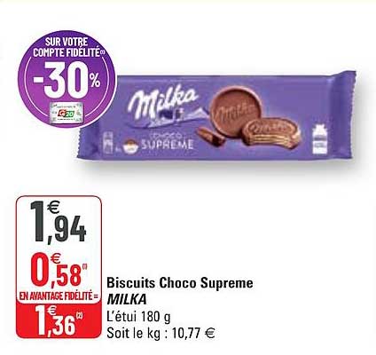 Offre Biscuits Choco Supreme Milka 2 1 Offert Au Choix Chez Auchan