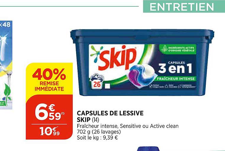 Dosettes Et Tablettes De Lessive - Fraîcheur Intense 26 Capsules 702g