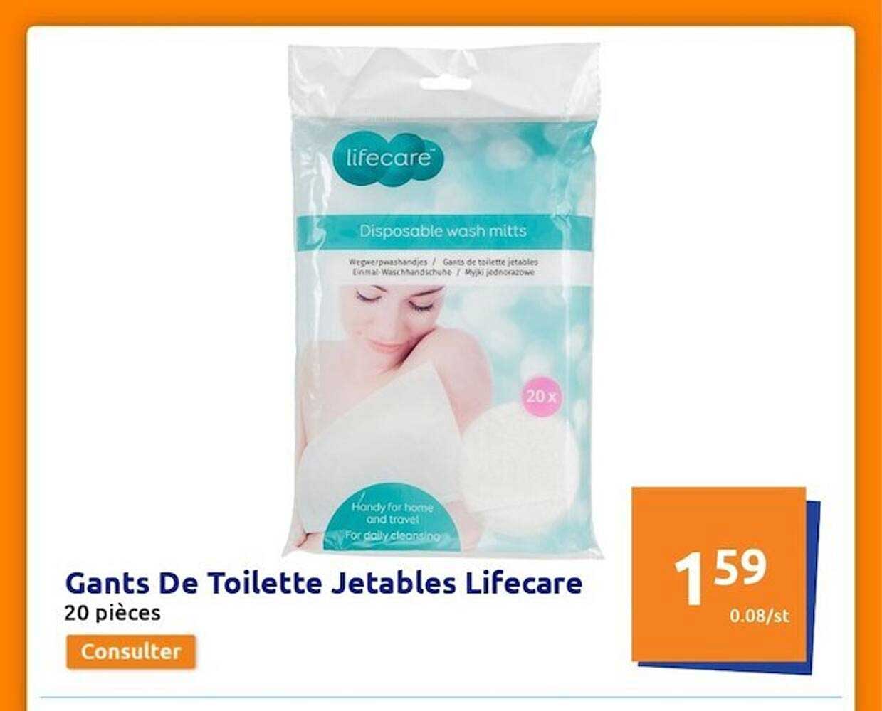 Promo Gants De Toilette Jetables Lifecare chez Action 