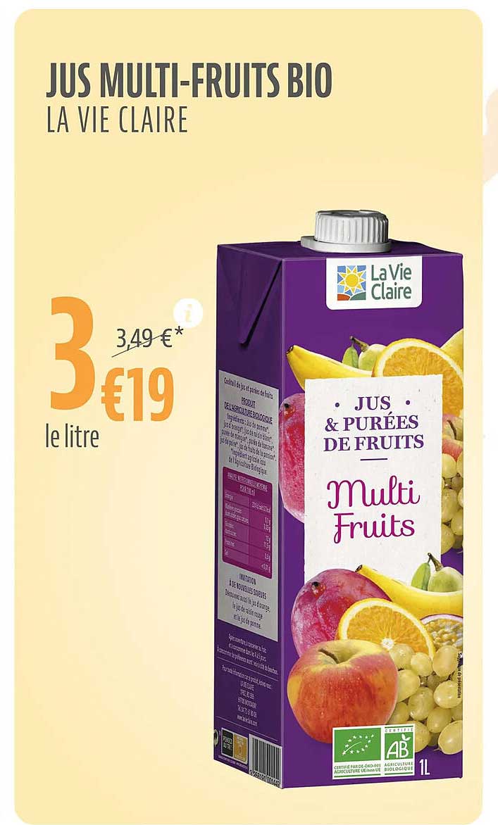 Promo Jus Multi-fruits Bio La Vie Claire chez La Vie claire - iCatalogue.fr