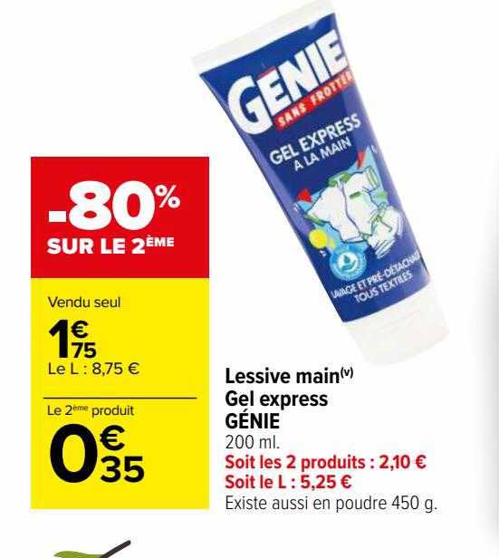 Promo Lessive Main Gel Express Génie chez Carrefour 