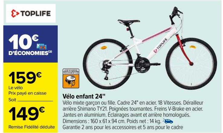 Vélo enfant bleu TOPLIFE : le vélo à Prix Carrefour
