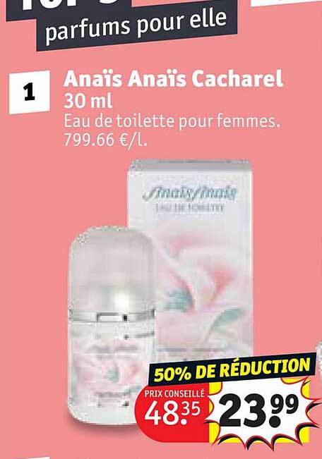 Promo Eau De Toilette Pour Femmes Anaïs Anaïs Cacharel 30 Ml chez ...