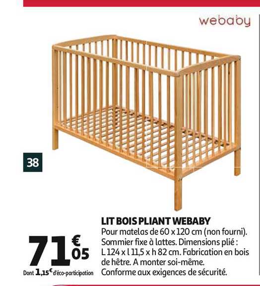 Offre Lit Bois Pliant Webaby Chez Auchan
