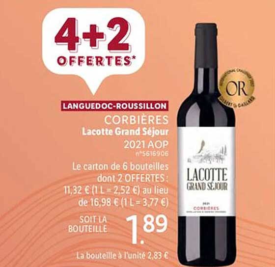 Lidl Langedoc-roussillon Corbières Lacotte Grand Séjour 2021 Aop