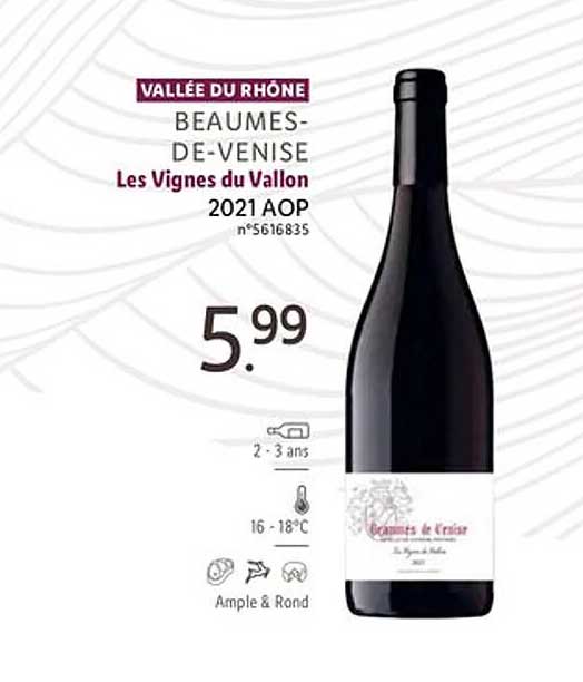 Lidl Vallée Du Rhône Beaumes-de-venise Les Vignes Du Vallon 2021 Aop