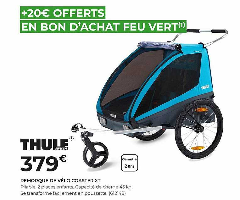 Remorque vélo Thule Coaster XT bleue - Feu Vert