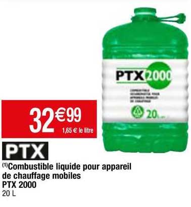 Promo Combustible pour poêle à pétrole PTX 2000 chez ATAC