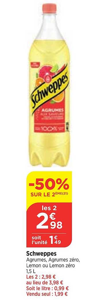 Promo Schweppes chez Bi1 - iCatalogue.fr