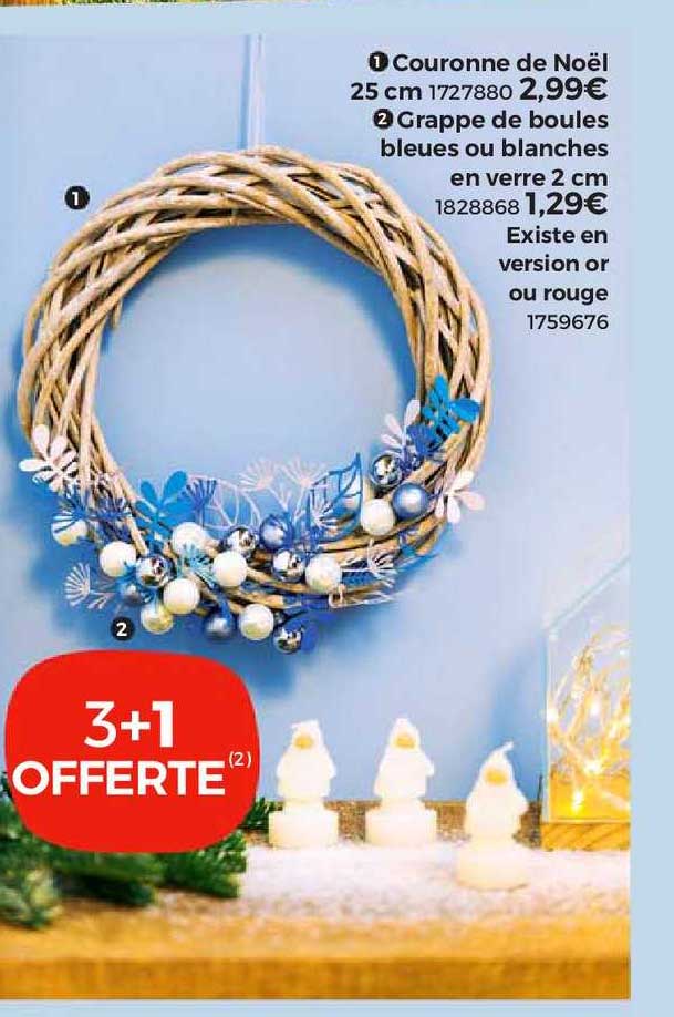 Couronne De Noël Artificielle 61 Cm - Boules Bleues Et Pin Enneigé - Décoration Porte, Mur, Cheminée