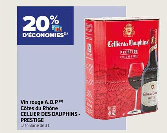 Carrefour City Vin Rouge A.o.p. Côtes Du Rhône Cellier Des Dauphins-prestige