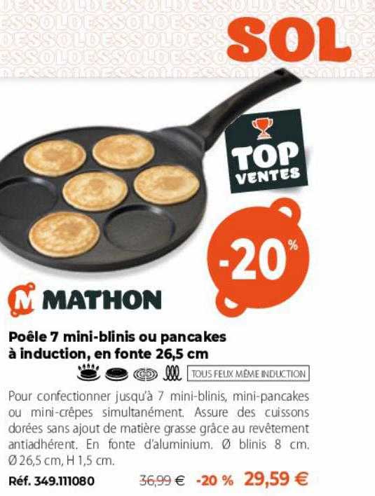 Poêle 7 mini blinis ou pancakes à induction fonte 26.5 cm Mathon