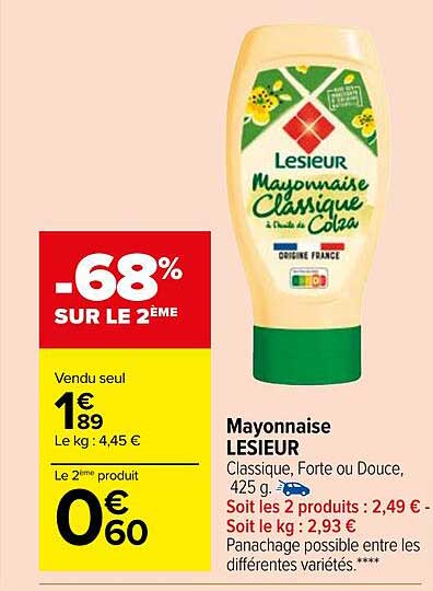 Offre Mayonnaise Lesieur chez Carrefour Market