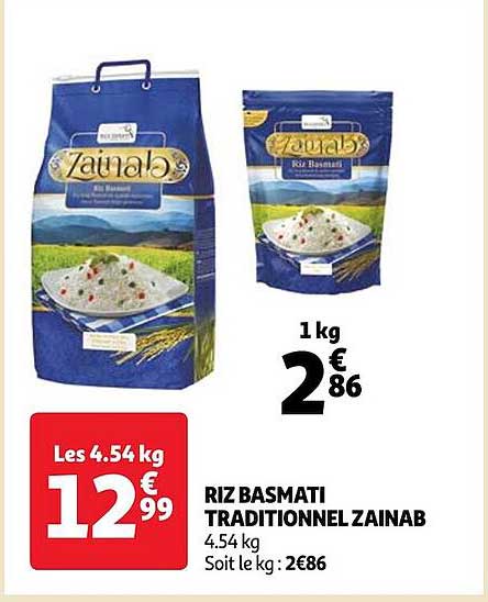 Zainab Riz Promo Riz Basmati Traditionnel Zainab chez Auchan - iCatalogue.fr