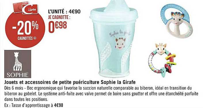 Promo Jouets Et Accessoires De Petite Puériculture Sophie La Girafe chez  Géant Casino 