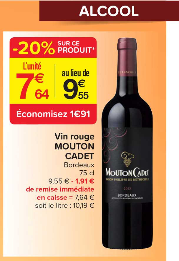Carrefour Contact Vin Rouge Mouton Cadet
