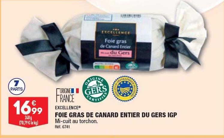 Promo Excellence Foie Gras De Canard Entier Du Gers Igp Chez Aldi