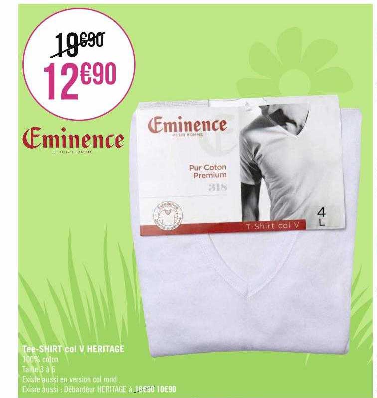 Tee Shirt Eminence Col V - Coton Peigné - Basique Élégant - Homme - Coupe Longue