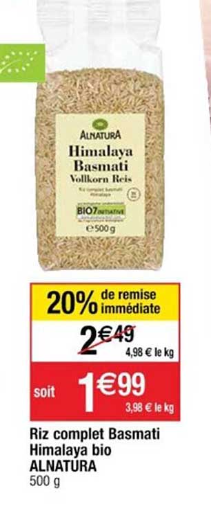 Promo Riz Complet Basmati Himalaya Bio Alnatura Chez Cora 4250