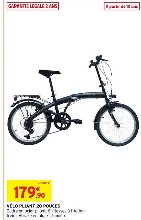 Vélo Pliant Urbain Et Trekking 20 Pouces – 7 Vitesses, Cadre Acier, 12 Kg – Bleu, Freins V-Brake, Pliage Rapide