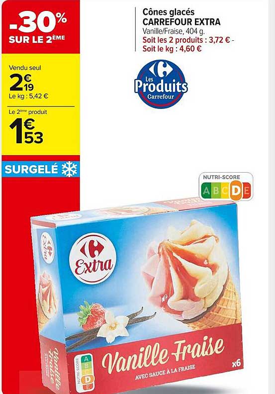 Promo Cônes Glacés Carrefour Extra chez Carrefour Market - iCatalogue.fr