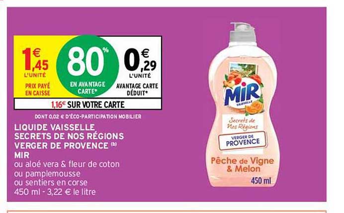 Promo Liquide Vaisselle Secrets De Nos R Gions Verger De Provence Mir