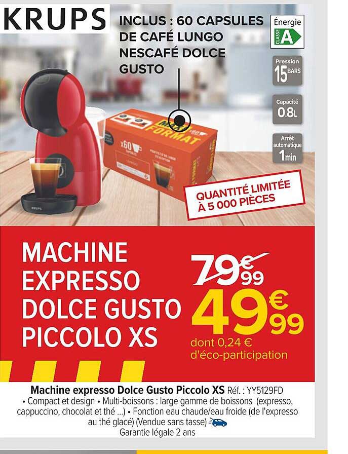 Promo Machine Expresso Dolce Gusto Piccolo Xs Krups chez Carrefour