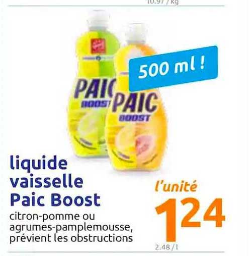PAIC Paic boost liquide vaisselle citron pamplemousse 500ml pas