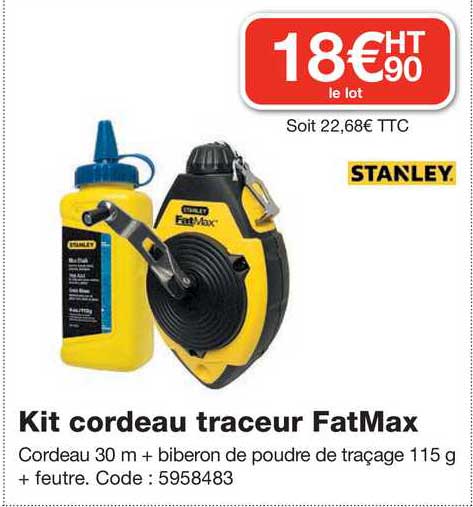 Stanley FatMax 0-47-681 kit cordeau traceur 30m 