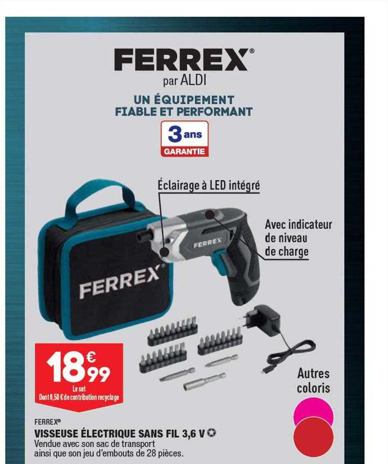 FERREX® Visseuse électrique sans fil 3,6v à bas prix chez ALDI
