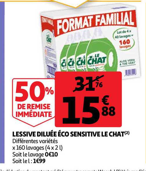 Offre Lessive Diluee Eco Sensitive Le Chat Chez Auchan