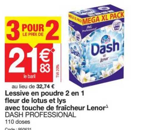 Dash 2 en 1 Touche de fraîcheur Perles Fleurs de Lotus & Lys - Lenor - 30 *  26.4 g (792 g)