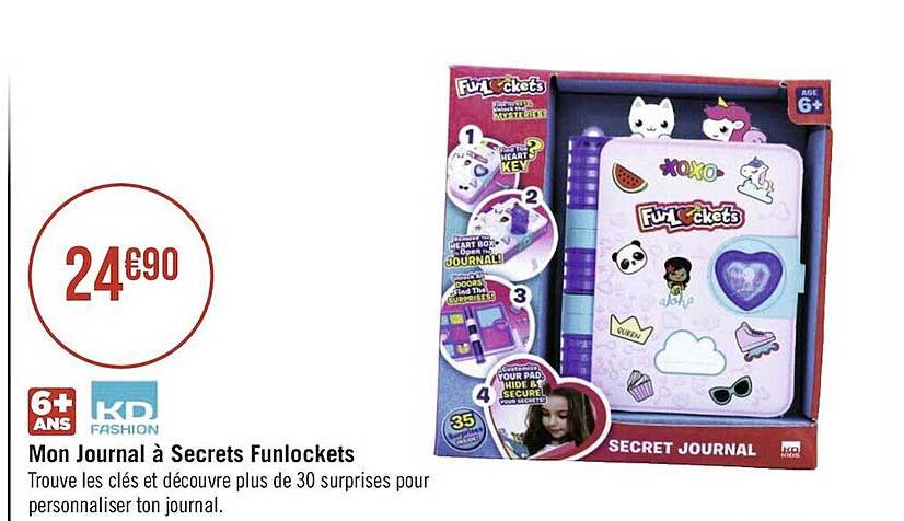 Promo Mon journal à secrets funlockets chez Monoprix