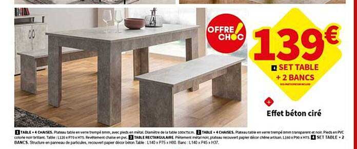 Promo Set Table + 2 Bancs Chez Conforama - ICatalogue.fr