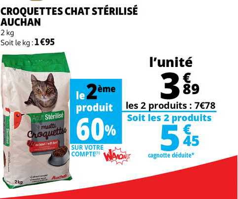 Offre Croquettes Chat Sterilise Auchan Chez Auchan Direct