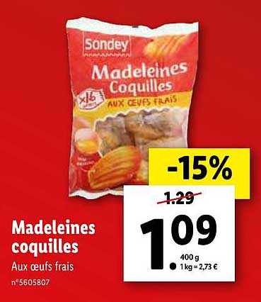 Offre Madeleines Coquilles chez Lidl