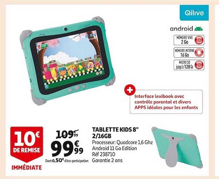 Promo Tablette kids 8 2/16gb chez Auchan